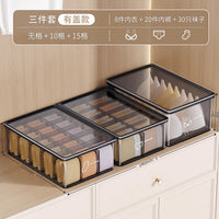 Japanese Style Transparent Underwear Organizer Box with Dividers for Bras, Underpants, and Socks