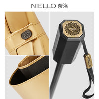 Nailuo UPF50+ Double-Layer Triple-Fold Sun Umbrella with Titanium Coating for UV Protection