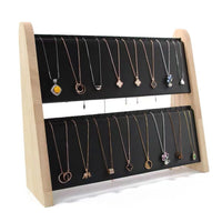 Premium Solid Wood Double-Layer Jewelry Display Stand for Necklaces, Pendants, Bracelets, and Earrings