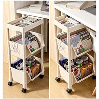 Multi-layer Rolling Book Cart with Wheels for Living Room Bedroom Dormitory Kids Bookshelf