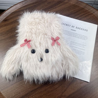 Japanese Style Cute Puppy Cross Plush Scarf for Women, Winter Warm Neck Warmer with Bowknot