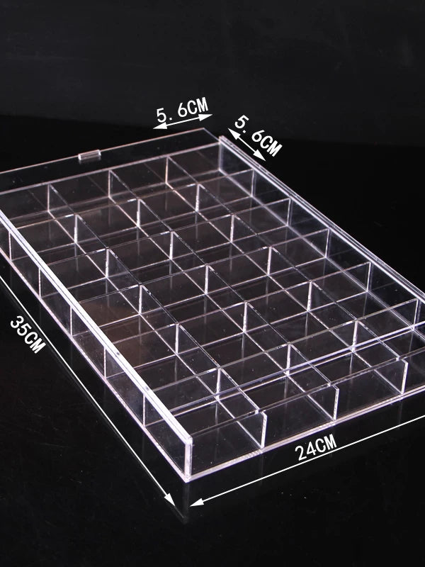 Clear Acrylic Multi-Grid Jewelry Organizer Box with Lid for Beads Bracelets