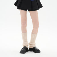 Women's Winter Wool Blend Leg Warmers with Fleece Lining - Japanese Style Solid Color Scrunch Socks