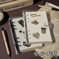 A6 Transparent Soft Cover Loose-Leaf Notebook with Detachable Buckle, Vintage Style Journal for Students, Thickened Lined Pages