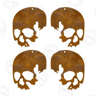 Rusty Metal Skull Garden Decor Halloween Outdoor Yard Ornament with Hemp Rope