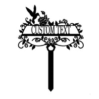 Minimalist Hummingbird Metal Garden Sign Stake, Decorative Hollow Line Art