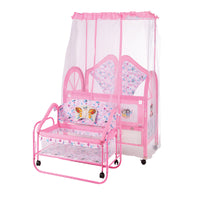 Baby Crib with Splicing Function, Mobile Bassinet, Two-in-One Stroller Bed for Newborns, Standalone Rocker with Drawer