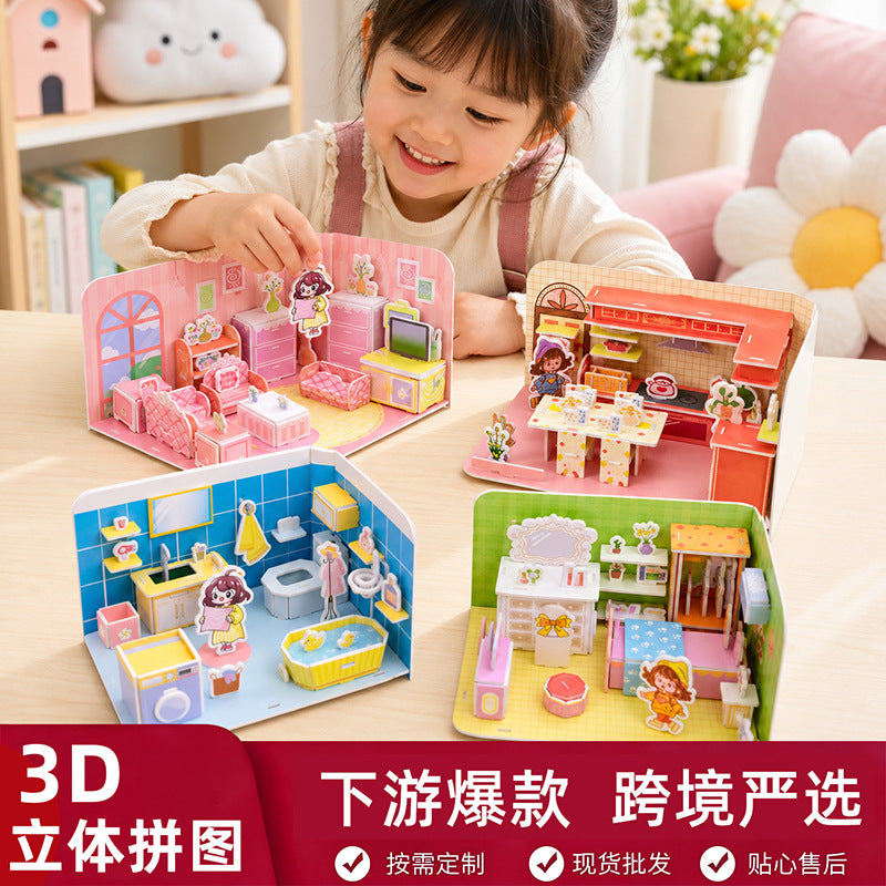 3D DIY Paper House Puzzle Model for Kids - Educational Craft Toy