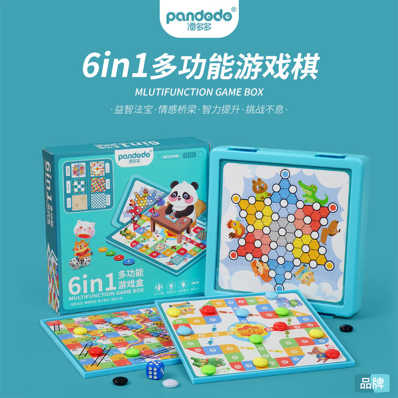 Pandora 6-in-1 Multi-functional Board Game Set: Flying Chess, Gobang, Chinese Checkers, Educational Toy