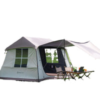 Green Grass House Ridge Quick-Open Tent Tarp 2-in-1 Large Outdoor Camping Set Blackout Sun Protection