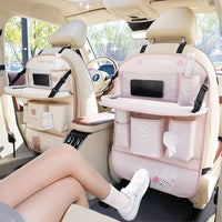 Cute Car Seat Back Organizer Bag with Trash Can Function - Multi-functional Storage for Vehicles