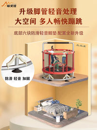 Kids Indoor Trampoline with Safety Net and Handlebar, Anti-Tip, Anti-Pinch Design