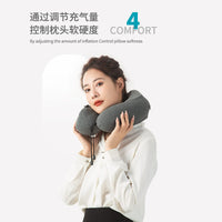 Inflatable Travel U-Shaped Neck Pillow with Adjustable Hardness and Memory Foam