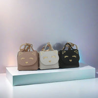 Cute Cat Mini PU Leather Coin Purse Keychain