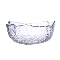 Lead-Free Crystal Glass Salad Bowl with Gold Rim, Household Fruit Plate Dessert Bowl, Hammered Texture Dinnerware Set