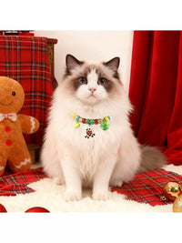 Christmas Pet Collar DIY Kit for Cats and Dogs - Adjustable Cartoon Candy Cane Design