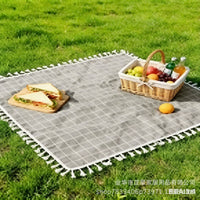 Red Plaid Picnic Blanket Outdoor Camping Mat Moisture-proof Thickened Fabric Pad