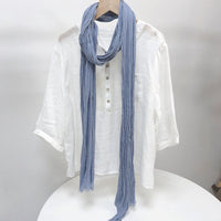 Solid Color Cotton Wrinkled Scarf for Women - Versatile Retro Neck Warmer Shawl