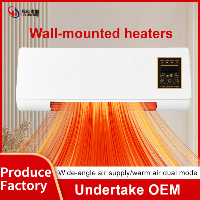 Space Heater Wall-Mounted Electric Fan Heater for Dormitory and Home Use, Portable Mini Heater with Remote Control