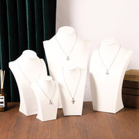 Luxury Necklace Display Stand H-Type White Leatherette Jewelry Organizer for Pendants and Necklaces