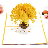 Ginkgo Tree 3D Pop-Up Greeting Card for Teachers & Friends, Handmade Laser-Cut Message Card