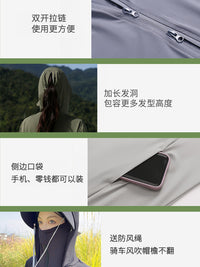 Women's Full Body UV Protection Sun Protection Jacket with Detachable Brim, Lightweight Breathable Ice Silk for Cycling