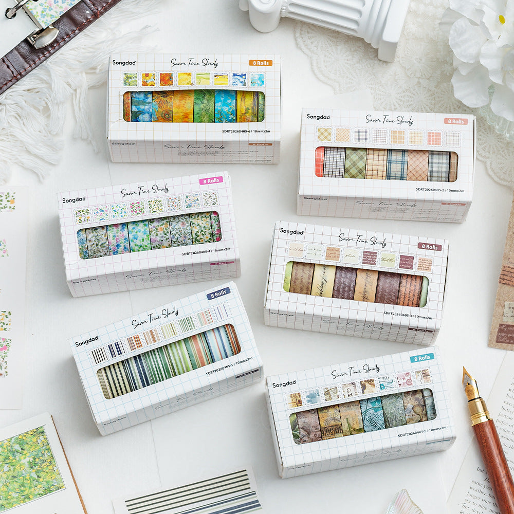 Vintage Floral Washi Tape Set for DIY Journals and Scrapbooks