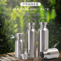Stainless Steel Portable Water Bottle with Handle for Sports and Travel, Single-Layer, Thickened