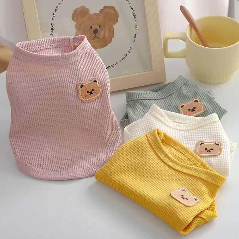 Waffle Knit Pet Vest for Cats and Small Dogs, Breathable Summer Apparel for Hair Loss Prevention