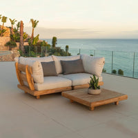 Outdoor Teak Sofa Villa Courtyard Garden Balcony Nordic Solid Wood Rattan Leisure Sofa Coffee Table Set