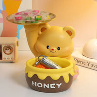 Cute Bear Resin Ornament Key Storage Tray for Entryway Decor
