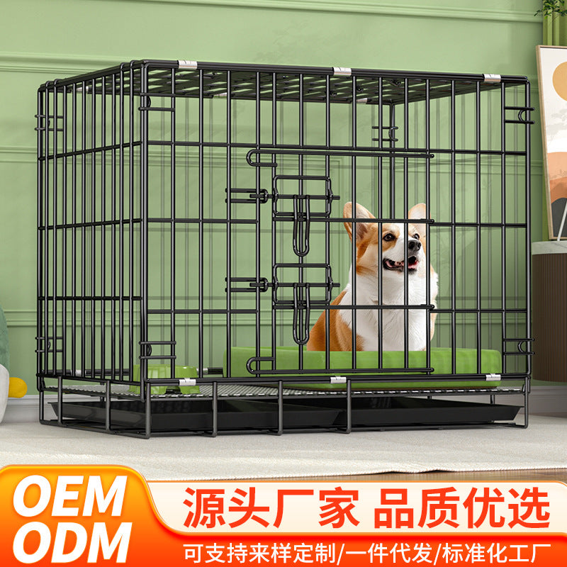 Pet Dog Cat Crate Indoor Outdoor Metal Kennel with Tray and Accessories for Small to Medium Breeds