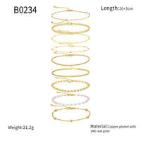 Gold Plated Copper Multi-Layer Zircon Bracelet Set