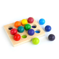 Wooden Rainbow Stacking Blocks Set with Peg Dolls and Sorting Tray for Kids