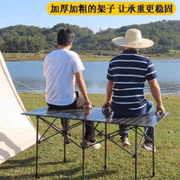 Portable Height-Adjustable Aluminum Alloy Roll-Up Folding Table for Outdoor Camping & BBQ