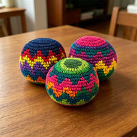 Hand-Knitted Footbag Hacky Sack Set for Juggling and Foot Games