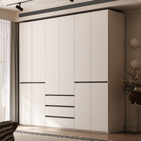Segmented Wardrobe for Home Bedroom, OSB, Handle-Free, Integrated Finished 18mm Thick Hinged Door Wardrobe for Clothes