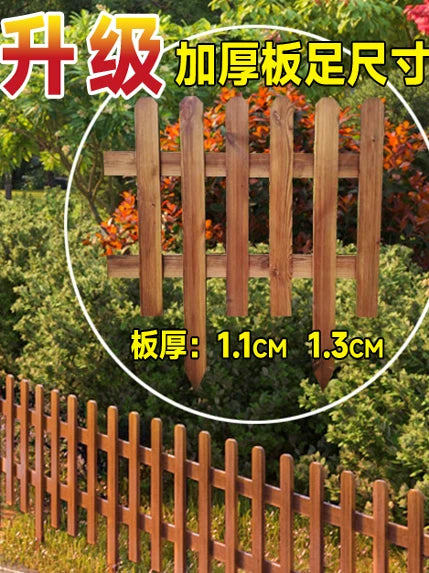 Outdoor Wooden Garden Fence Panel with Gate, Anti-Corrosion Solid Wood Picket Barrier for Yard & Patio