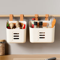 Wall-Mounted Plastic Storage Basket for Kitchen & Bathroom, Hanging Organizer