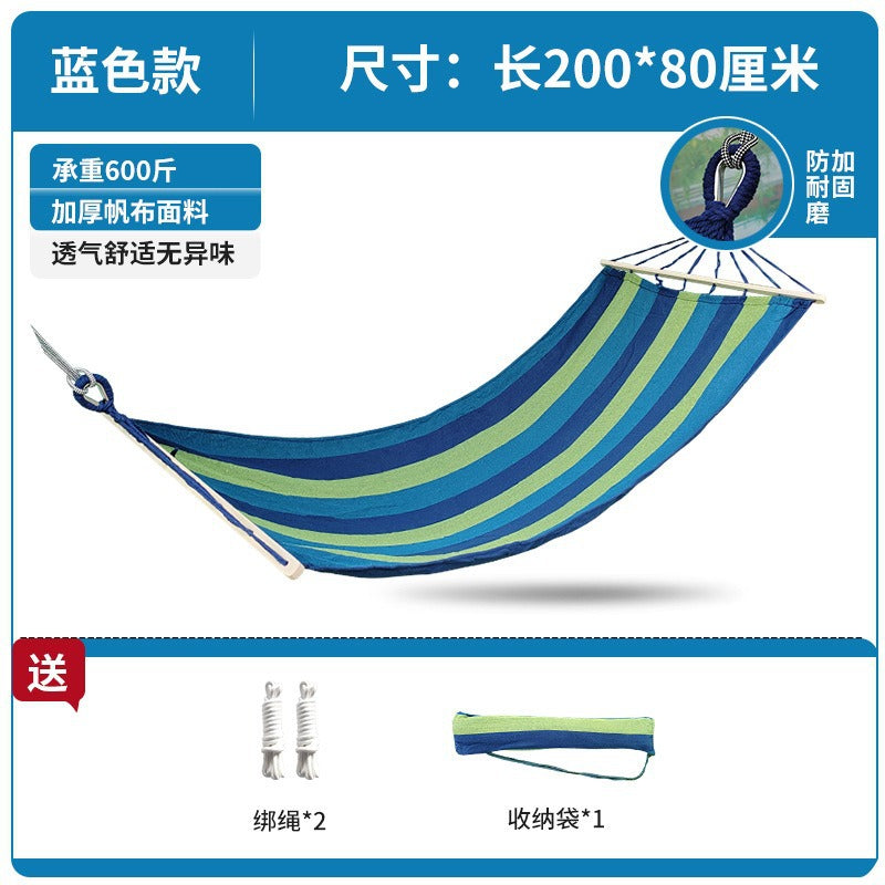 Outdoor Hammock with Spreader Bar, Thickened Canvas Swing Bed for Camping, Patio, and Dorms, Anti-Tip Design for Adults and Children