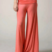 Women's Wide Leg Yoga Pants Loose Casual Solid Color Bell Bottom Trousers