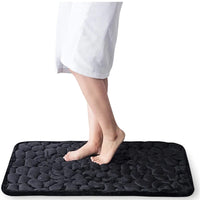 Pebble Embossed Coral Fleece Bathroom Mat Set - Non-Slip Absorbent Toilet U-Shape Rugs