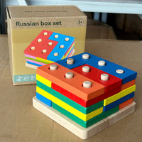 Geometric Shape Stacker Puzzle Wooden Blocks for Kids Early Education