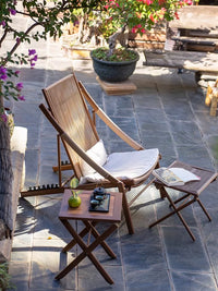 Foldable Rattan Lounge Chair with Side Table for Balcony Garden Patio