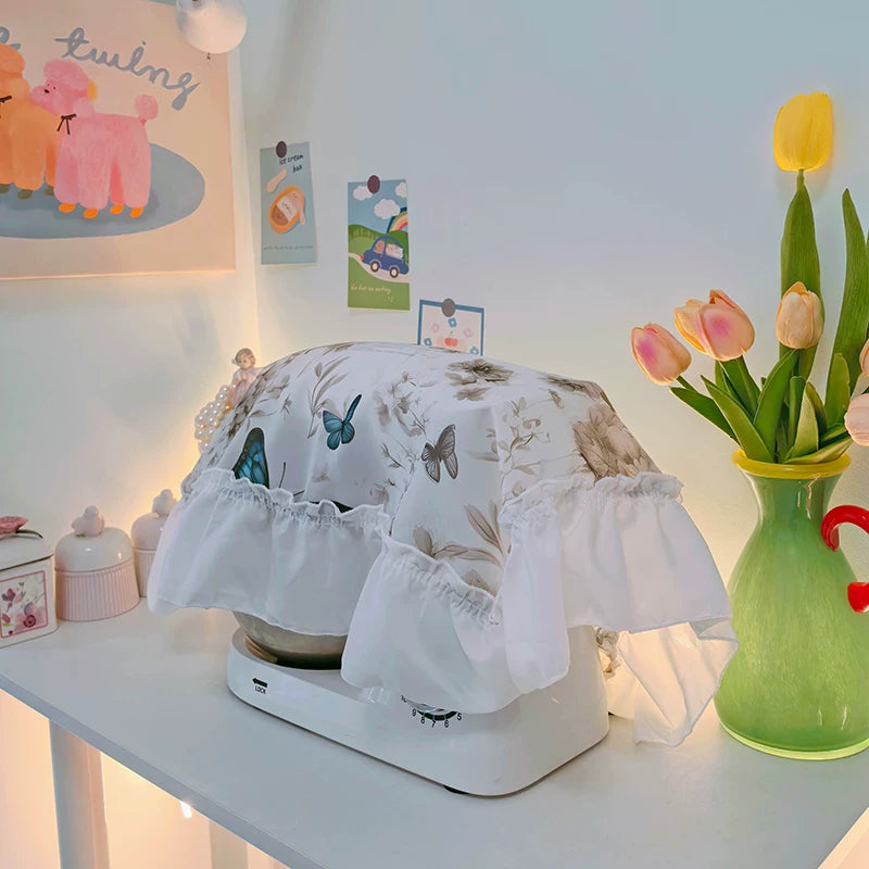 Ruffled Lace Kitchen Appliance Dust Cover Breathable Mesh Fabric for Blenders & Trays
