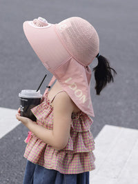 Kids' Sun Protection Fan Hat with Wide Brim and Shawl for Boys and Girls