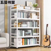 Multi-layer Floor Standing Bookshelf with Guardrail, Thickened Narrow Bookcase for Students and Office