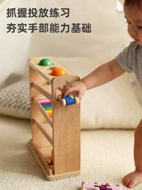 Montessori Wooden Visual Tracking Car Toy Set for Early Education Sensory Training