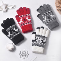 Christmas Reindeer Touchscreen Gloves for Men - Windproof Warm Knit Acrylic