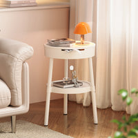 Creative Cream Style Mobile Side Table with Storage for Living Room Bedroom